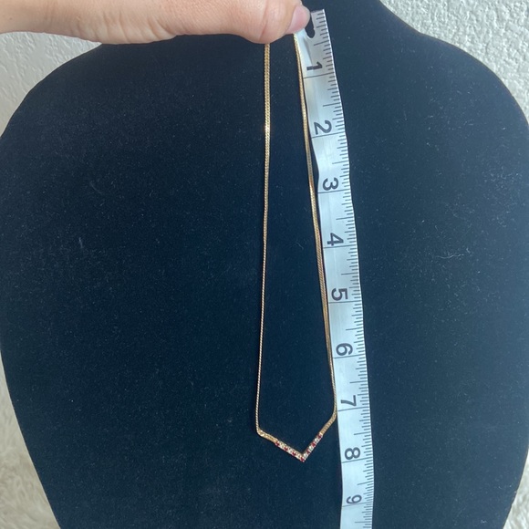 VINTAGE Avon red and CZ short gold snake chain necklace - Picture 4 of 6